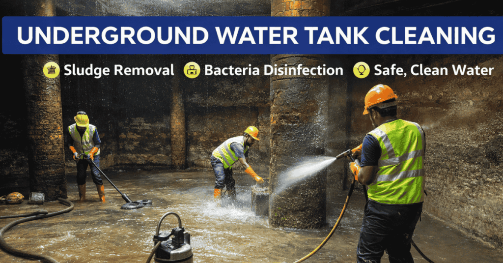 Professional underground water tank cleaning service in Bangalore removing sludge and bacteria